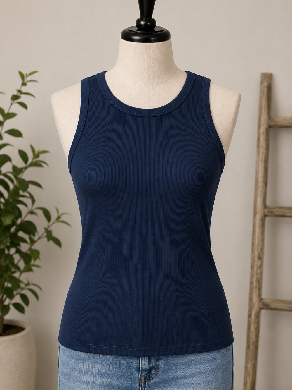 Express Navy Ribbed Tank Top